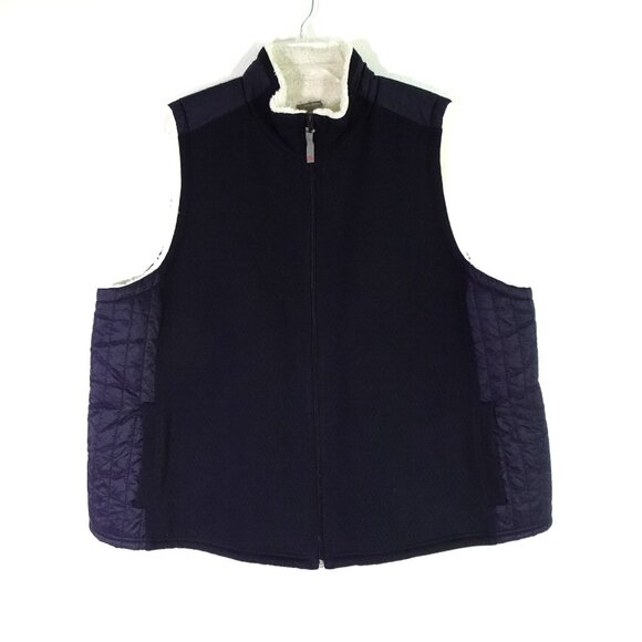 Talbots Sherpa Lined Vest Women's Plus Size 3X Blue Full Zip Warm Outdoor Preppy - Picture 1 of 8